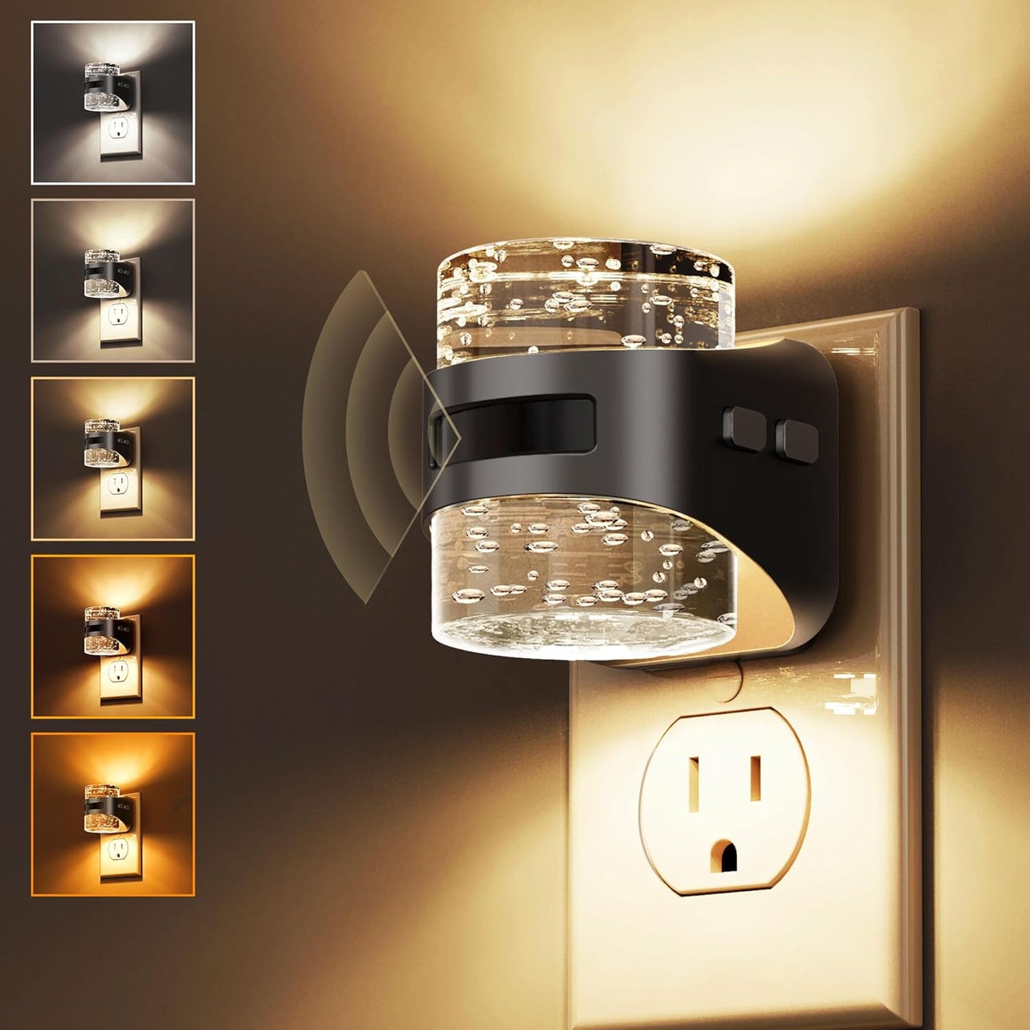 L LOHAS LED Motion Sensor Night Light,Dimmable Night Lights Plug into Wall, 2 Pack Acrylic Nightlight with 0-100 LM Adjustable Brightness, 3000K Plug in Night Light for Bathroom Hallway
