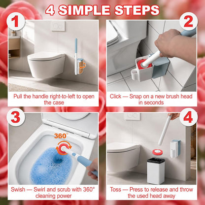 RV Toilet Brush, RV Accessories, Wall Mount Toilet Brush, 64 Toilet Refills | Hands Free Toilet Brush, One-Button Release, RV Toilet Brush and Holder Set, Compact Design, Camper Bathroom Accessories