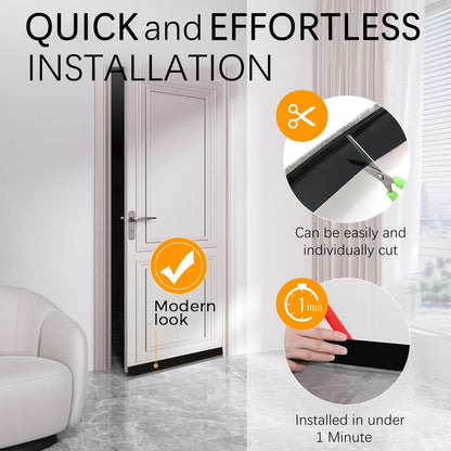 2 Pack Door Sweep Brush, Door Draft Stoppers with Brush, Under Draft Stopper for Bottom Reduce Noise, Weather Stripping for Doors Exterior with Self Adhesive, Door Sweep for Bottom 2" W x 39" L, Black