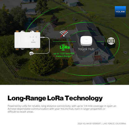 YoLink LeakStop 1-Channel for Toilets/Sinks, Auto Shutoff Valve & Leak Detector, Real-Time Monitoring, LoRa Long-Range, 2 AA Up to 5-Year Battery, App/SMS/Email Alerts – Hub Included