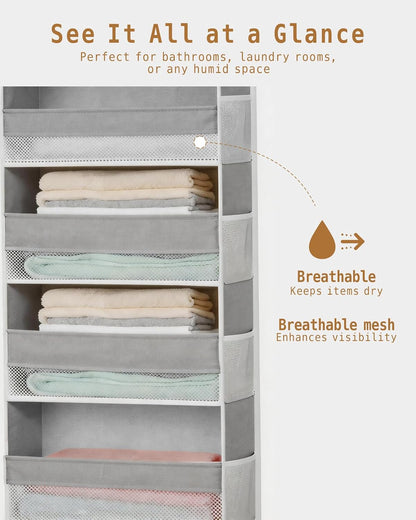 KMSCO Over The Door Organizer, 6 Large Pockets + 13 Mesh Side Pockets, Hanging Storage, 55lbs Capacity, Heavy Duty Non-Woven Fabric for Baby Nursery, Bathroom, Pantry, Closet, Beige, 1 Pack
