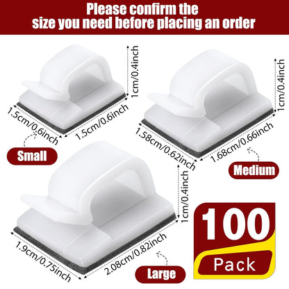 Blulu 100 Pcs Adhesive Cable Wire Clips, Outdoor Light Clips, Cord Management Wire Organizer Cord Holder for Holiday String Lights, Under Desk, Car, Wall, TV PC Ethernet Cable(Small,Clear)