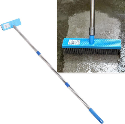 Heavy Duty Steel Wire Brush, Durable Floor Scrubber for Outdoor Cleaning, 30cm Telescopic Stainless Steel Handle, Suitable for Patios and Decks (120cm)