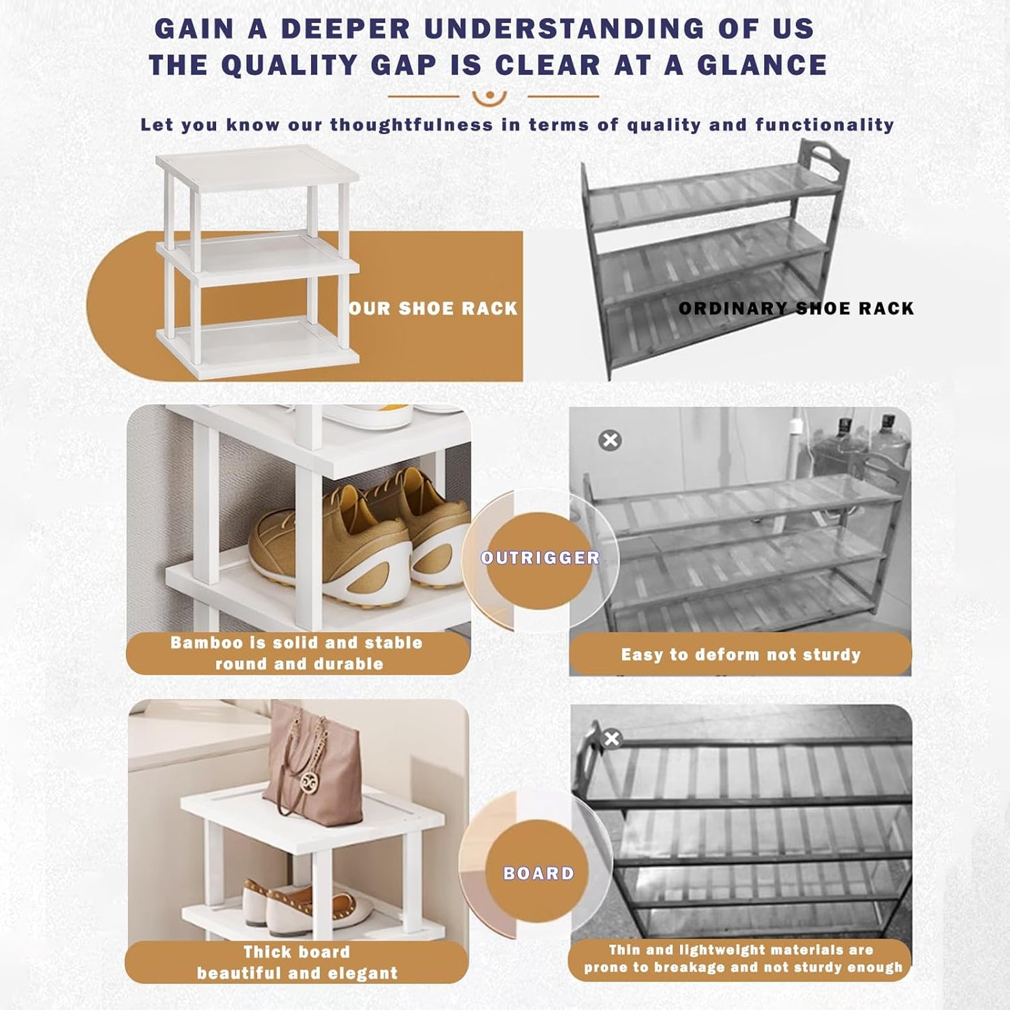 SAN HE 7-Tier Modern Bamboo Shoe Rack - Vertical, Slim, Space-Saving Shoe Organizer for Small Spaces, Closet, Entryway, Corner, Garage, Bedroom