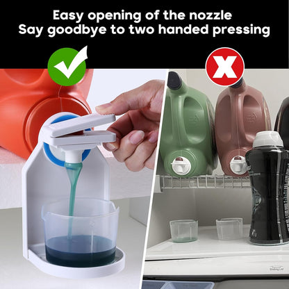 KMOUANTS Laundry Detergent Dispenser Cup Holder,Nozzle Upgraded Labor-Saving Switch Easily No More runny or Messy Laundry Detergent, Laundry Cup Holder and drip Tray Room Organization and Storage