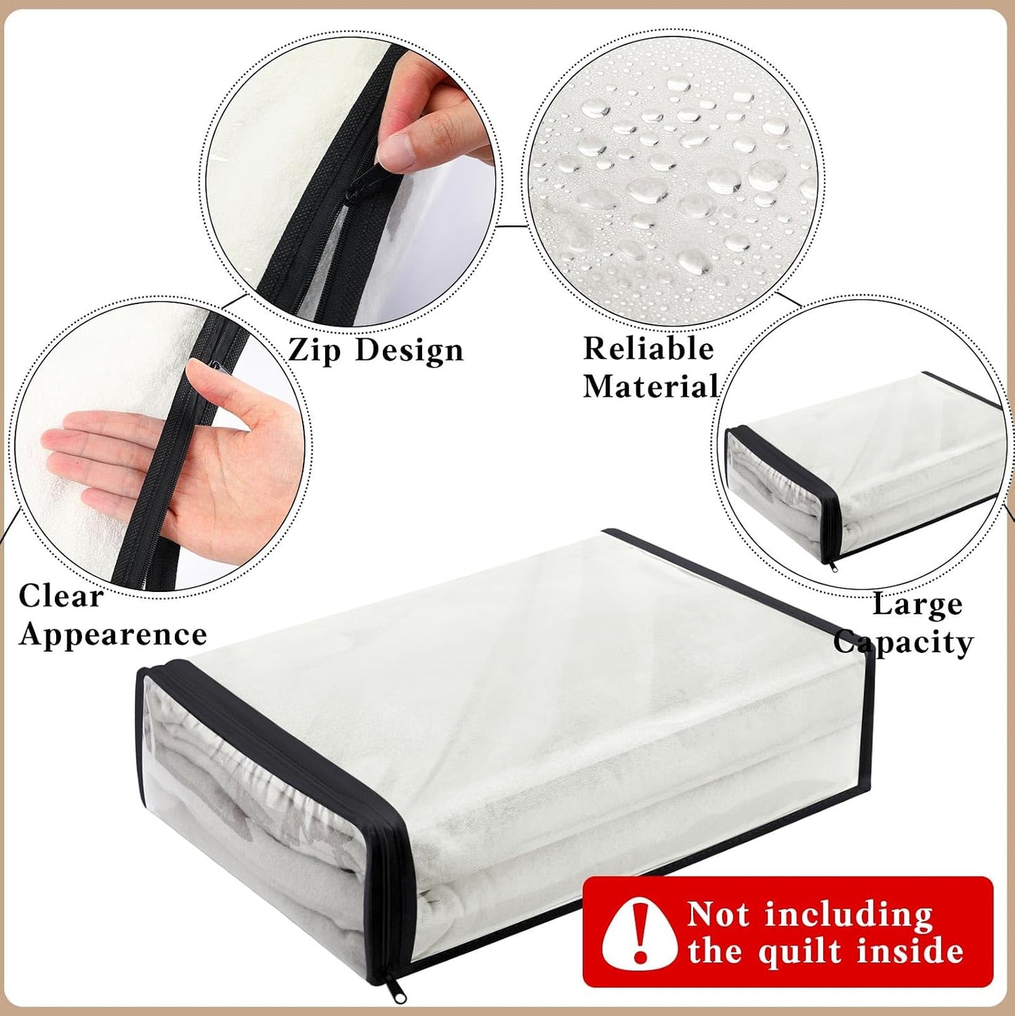 Riakrum 30 Pack Clear Zippered Storage Bags, 15x11x4 inches, Vinyl Plastic Sweater Sheet Organizers Storage Bags, PVC, for Clothes, Sheet, Blankets, Fabrics Organizers (White)