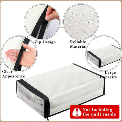 Riakrum 30 Pack Clear Zippered Storage Bags, 15x11x4 inches, Vinyl Plastic Sweater Sheet Organizers Storage Bags, PVC, for Clothes, Sheet, Blankets, Fabrics Organizers (White)