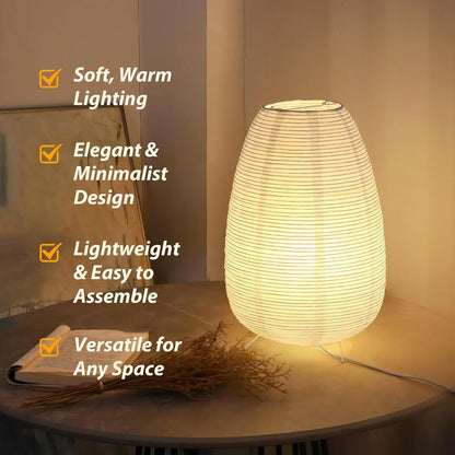 Paper Lantern Lamp, Japanese Paper Table Lamp with 3 Color, Cute Wabi-Sabi Rice Paper Lamp for Desk Bedroom Bedside(Bulb Included)