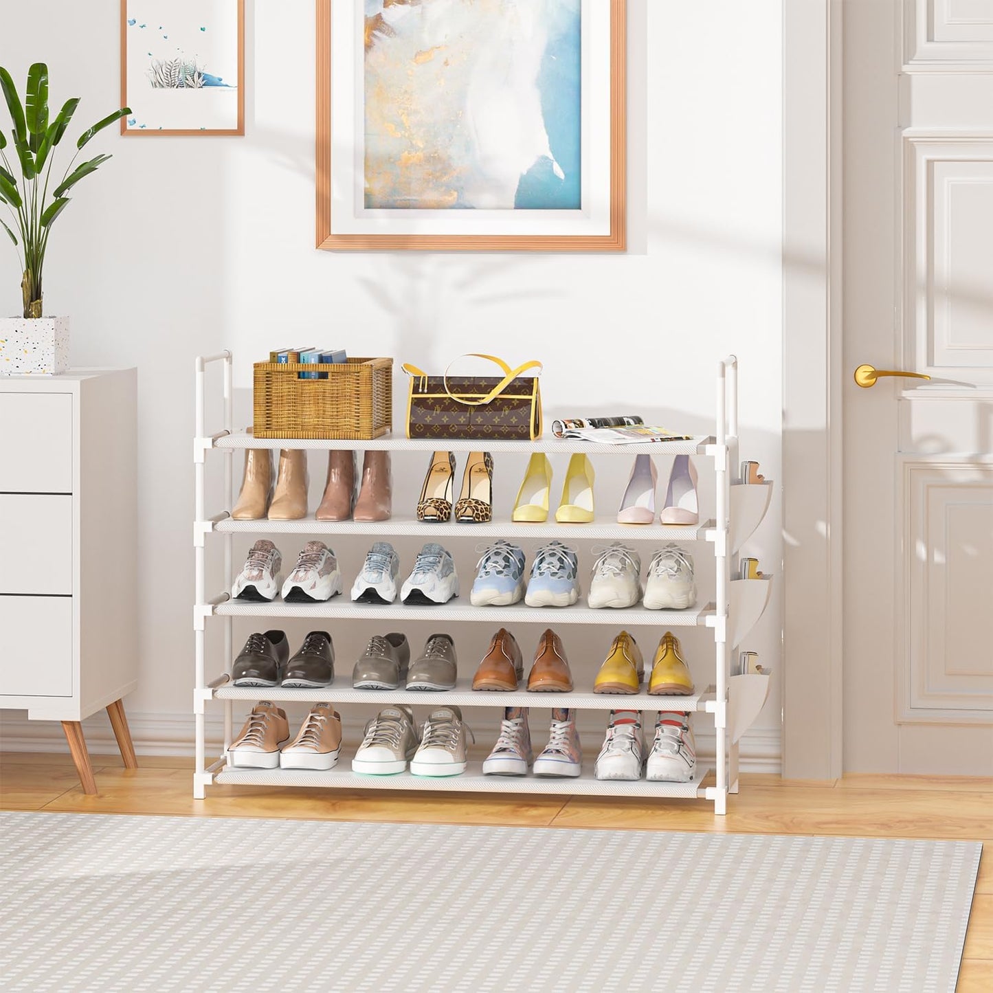 OYREL 5 Tier Shoe Organizer Rack for Closet, Entryway, Garage, Door, Space Saving, Shoe Holder Stand/Tower, Large, 20-25 Capacity