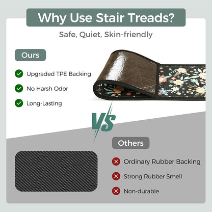 sarben Non Slip Stair Treads for Wooden Steps 15PCS - 8"x30" Indoor Safety Carpet, Edging Mats with TPE Adhesive Backing, Pet and Elderly Friendly Stair Rugs (Taupe) - Colors B