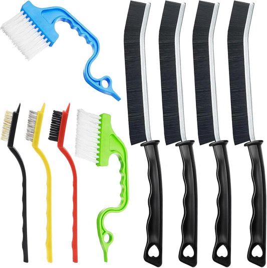 Cleaning Brush, 9 Pcs Hard Bristle Crevice Cleaning Brush Set for Kitchen Bathroom Toilet Grout Bottle Gap Window Tracks, Multifunctional Home Essentials Scrub Cleaning Tools