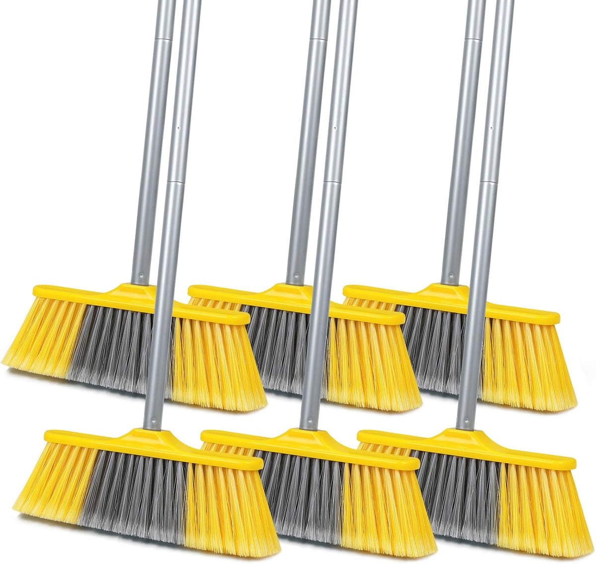Indoor Broom for Floors 55” Soft Bristle Brooms for Sweeping Indoor/Outdoor to Clean Kitchen, Lobby, Office, Hardwood, Tile, Concrete, Patio, Deck-Yellow