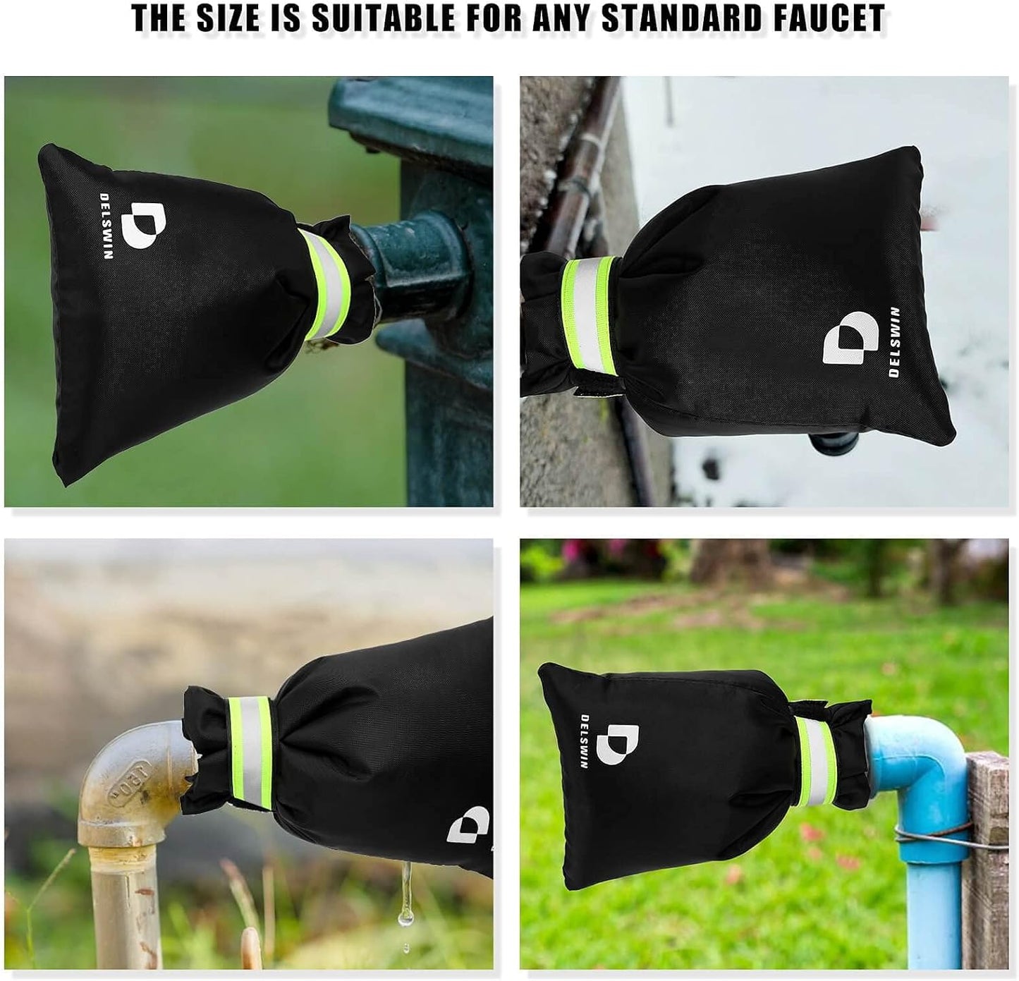 DELSWIN Outdoor Faucet Cover for Winter, 5P 8.7"x7" Hose Bib Insulation, Outside Waterproof Spigot Protection, Bigger and Thicker Frost Freeze Insulated Cover