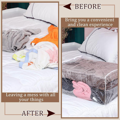 6 Packs Clear Zippered Storage Bags 24 x 20 x 11 Inch Sweater Moth Bags Vinyl Plastic Storage for Blankets Clothes Bed Sheet Organizer with Zipper for Closet Linen Sweater Clothes Comforters Pillow