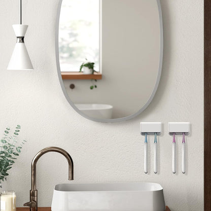Linkidea 2 Pack Wall Mounted Toothbrush Holder with Cover for Shower, RV, Camper, Bathroom, Self Adhesive 2 Slots Travel Toothbrush Storage Hanger