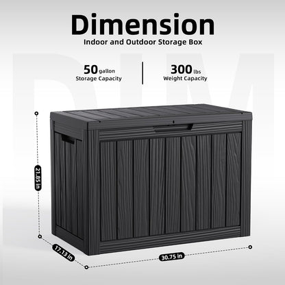 DRATO 35 Gallon Outdoor Storage Box Waterproof, Resin Small Deck Box for Patio Furniture Bench, Pool Garden Tools, Weatherproof Outside Storage Bin for Backyard Porch (Black, 35 Gallon)
