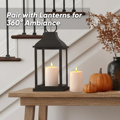 Raycare 3"x2.5" White Outdoor Waterproof Flameless Candles with Remote and Timer, Realistic LED Candles, Battery Operated Electric Fake Pillar Candles for Porch, Patio, Garden, Set of 2