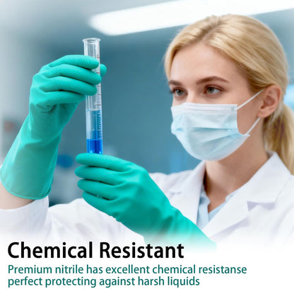 15 Mil Chemical Resistant Nitrile Gloves, Latex free Durable Cleaning Gloves, Resist Acid, Alkali, Solvent and Oil