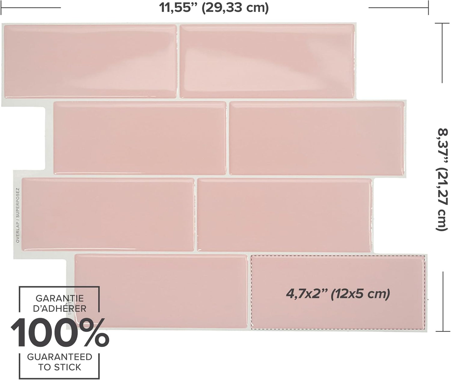 Smart Tiles Peel and Stick backsplash, Subway Teal Green, 11.55"x8.38" | Pack of 5 (2.8 sq ft), Glossy, Heat/Moisture Resistant, Low VOC, Kitchen/Bathroom, Renter Friendly, Made in Canada