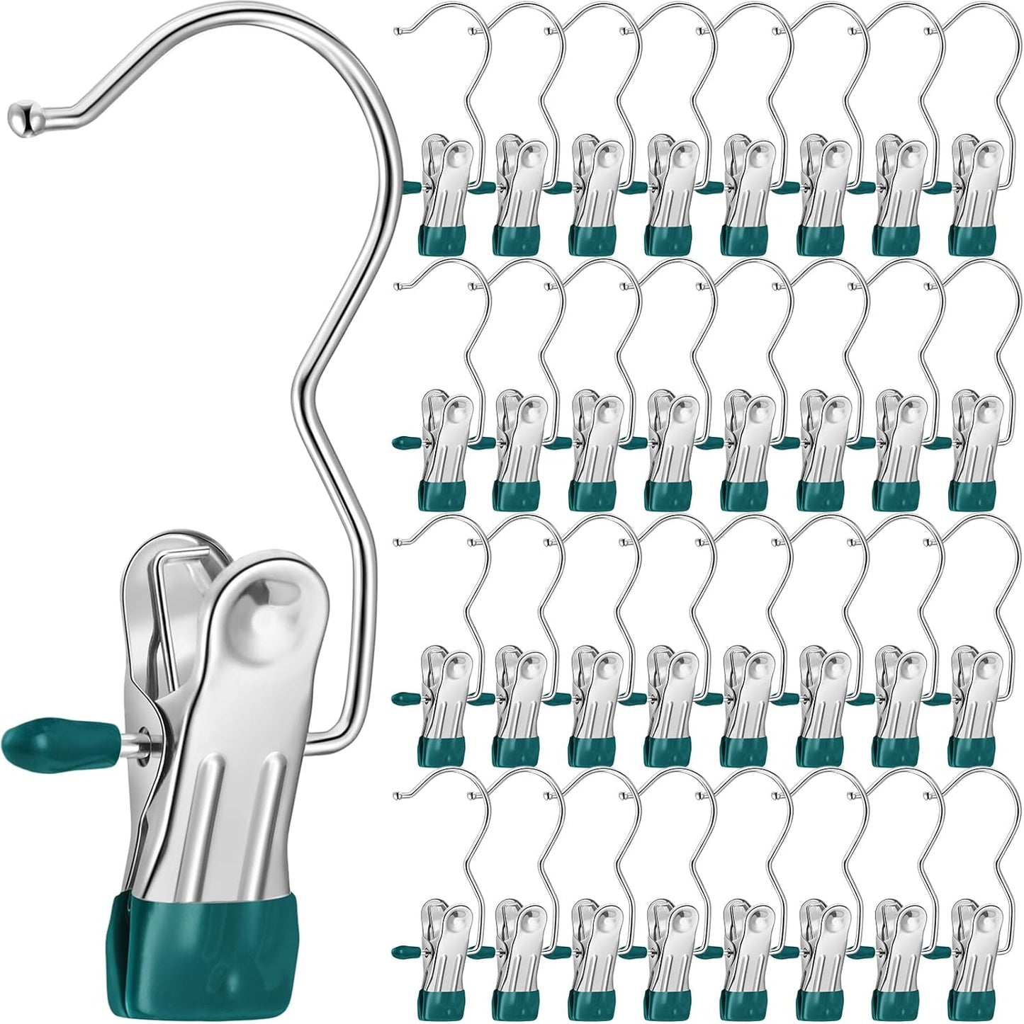 Yinder 150 Pcs Boot Hangers Clips Laundry Hooks Hanging Stainless Steel Clothes Pins Portable Clip Hangers for Closet Travel Socks Pants Handbags Hats Towels (Beige)