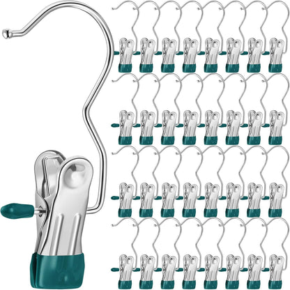 Yinder 150 Pcs Boot Hangers Clips Laundry Hooks Hanging Stainless Steel Clothes Pins Portable Clip Hangers for Closet Travel Socks Pants Handbags Hats Towels (Beige)