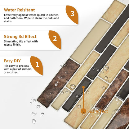 WOWSTAR 10-Sheet Peel and Stick Backsplash Tile for Kitchen, Back Splash Stick On Tiles for Kitchen Wall (Grey and Blue)