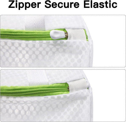 3 PACK Hanging Mesh Laundry Bags with S Metal Hooks,10x12 Inch Hanging Socks Laundry Bags, for Washing Machine