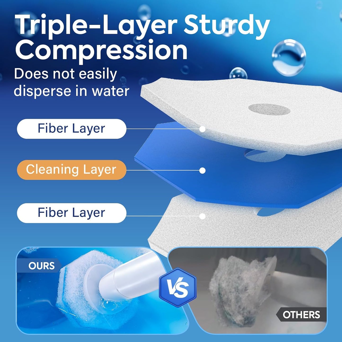 50 Pcs Disposable Toilet Cleaner Refill Pads, Universal Toilet Bowl Brush Replacement Heads, Durable Deep Cleaning Refills, Fresh Scent Bathroom Cleaning Supplies