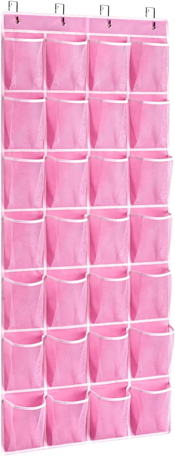 KEEPJOY 10 Tiers White Over Door Shoe Organizer Storage, Hanging Shoe Holder for Door with Large Deep Pockets, Fit 20-30 Pairs Shoe Rack for Sneakers, Boots (White)