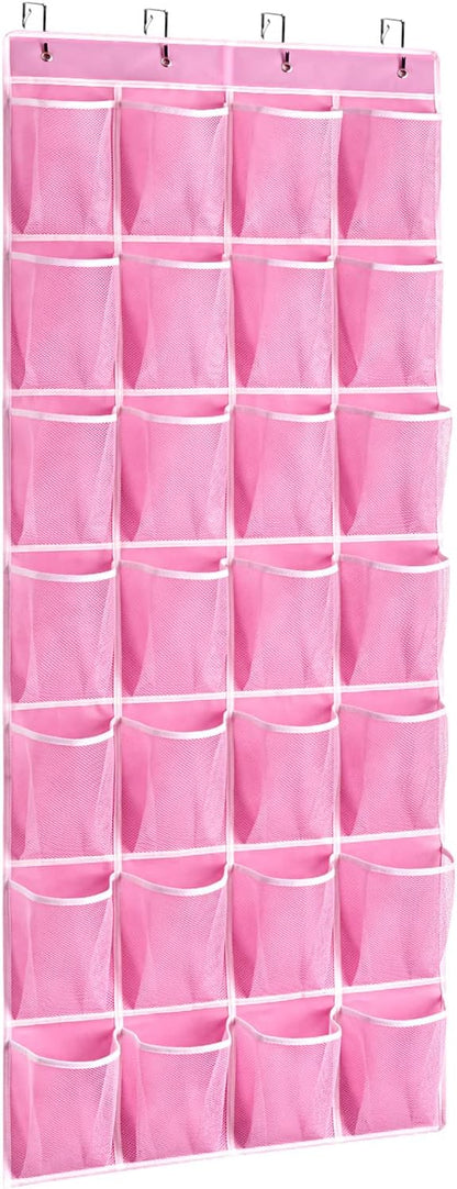 KEEPJOY 10 Tiers White Over Door Shoe Organizer Storage, Hanging Shoe Holder for Door with Large Deep Pockets, Fit 20-30 Pairs Shoe Rack for Sneakers, Boots (White)