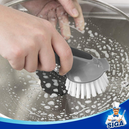 MR.SIGA Pot and Pan Cleaning Brush, Dish Brush for Kitchen, Lake Blue, Pack of 2