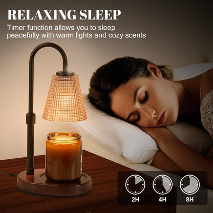Candle Warmer Lamp,with Timer & Dimmer(3Bulbs),Candle Lamp Warmer Height Adjustable,Gifts for New Home,House Warming Gift,Birthday Gifts for Women/Daughter/Mom/Friend-Black