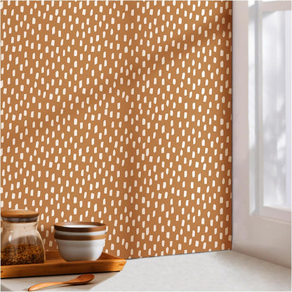 HAOKHOME Peel and Stick Wallpaper Boho Modern Dots Wall Paper Removable for Bathroom Caramel/White Contact Paper 17.3in x 9.8ft