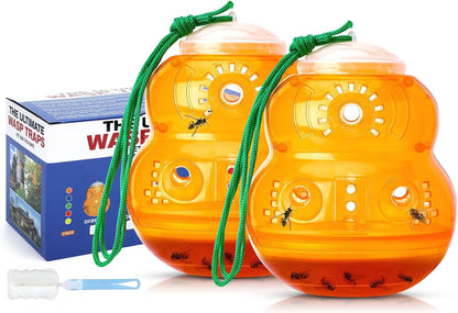 2 Pack Wasp Traps Outdoor Hanging | Carpenter Bee Traps for Outside Yellow Jacket Trap Wasp Killers Bee Catcher Hornet Trap for Outdoor Farm Garden (Orange)