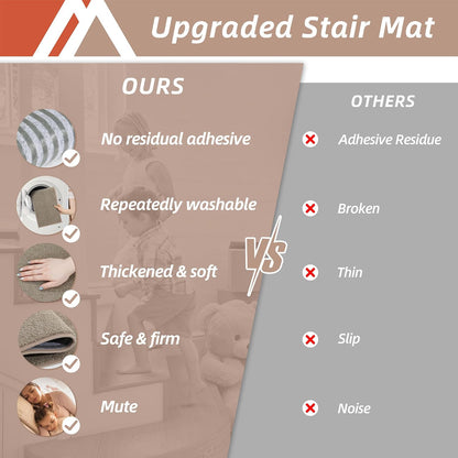 COSY HOMEER Stair Treads Non-Slip Carpet Stair Treads for Wooden Steps, Indoor Stair-Runner Rugs for Kids Elders & Pets 28"x9" (4Pc, Dark Gray)