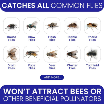 Fly Traps Outdoor Fly Trap for Patio. 4 Non-Toxic Pre-Baited Flies Bags Outdoor Disposable. Hanging Bug Catchers for All Filth Flies Killer for Outside Bug Control in Yard Horse Ranch Trash Can.