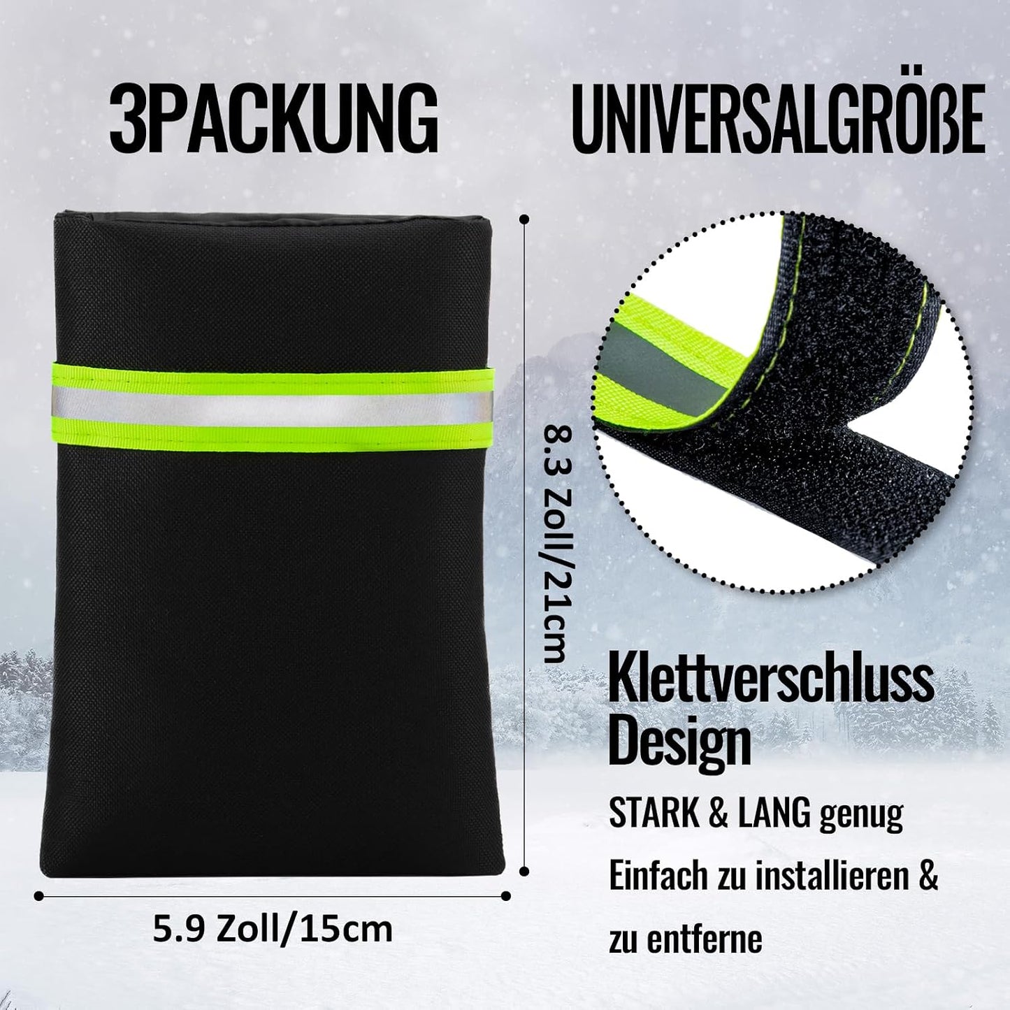 Outdoor Faucet Covers for Winter Freeze Protection, Waterproof Thickened Socks, Reusable Insulated Spigot Cover, 8.3" H x 5.9" W, 3 Pack Black