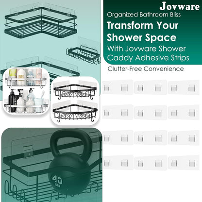 Shower Caddy Adhesive Replacement Sticker, Shower Adhesive Strip Adhesive Hook Bathroom Storage Shelf Organizer Sticker Adhesive Pads Hooks for Kitchen Caddy for Flat Wire, 2 Flat Hooks 6 1/2"