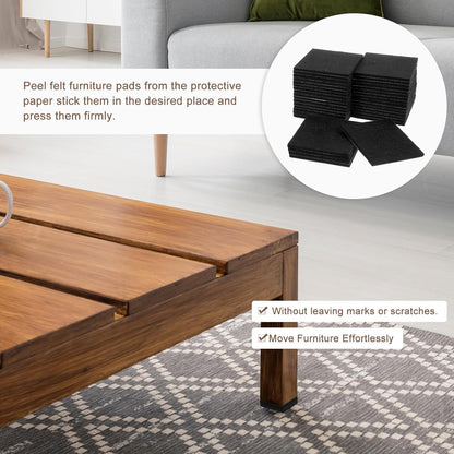 uxcell Furniture Pads, 36Pcs 1.5" - Square Self Adhesive Felt Furniture Pads, Floor Protectors for Furniture Feet Chairs Legs Hardwood Floors (Black)