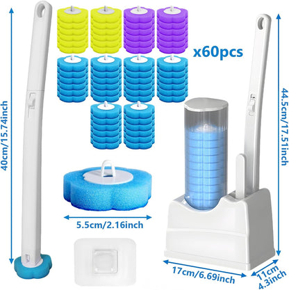 2 Pack Disposable Toilet Brush and Holder Set, Disposable Toilet Cleaning System Extended Handle with 48 Toilet Wand Refills, Toilet Brush for Toilet Bowl Cleaners, Bathroom Cleaning, Bathtub