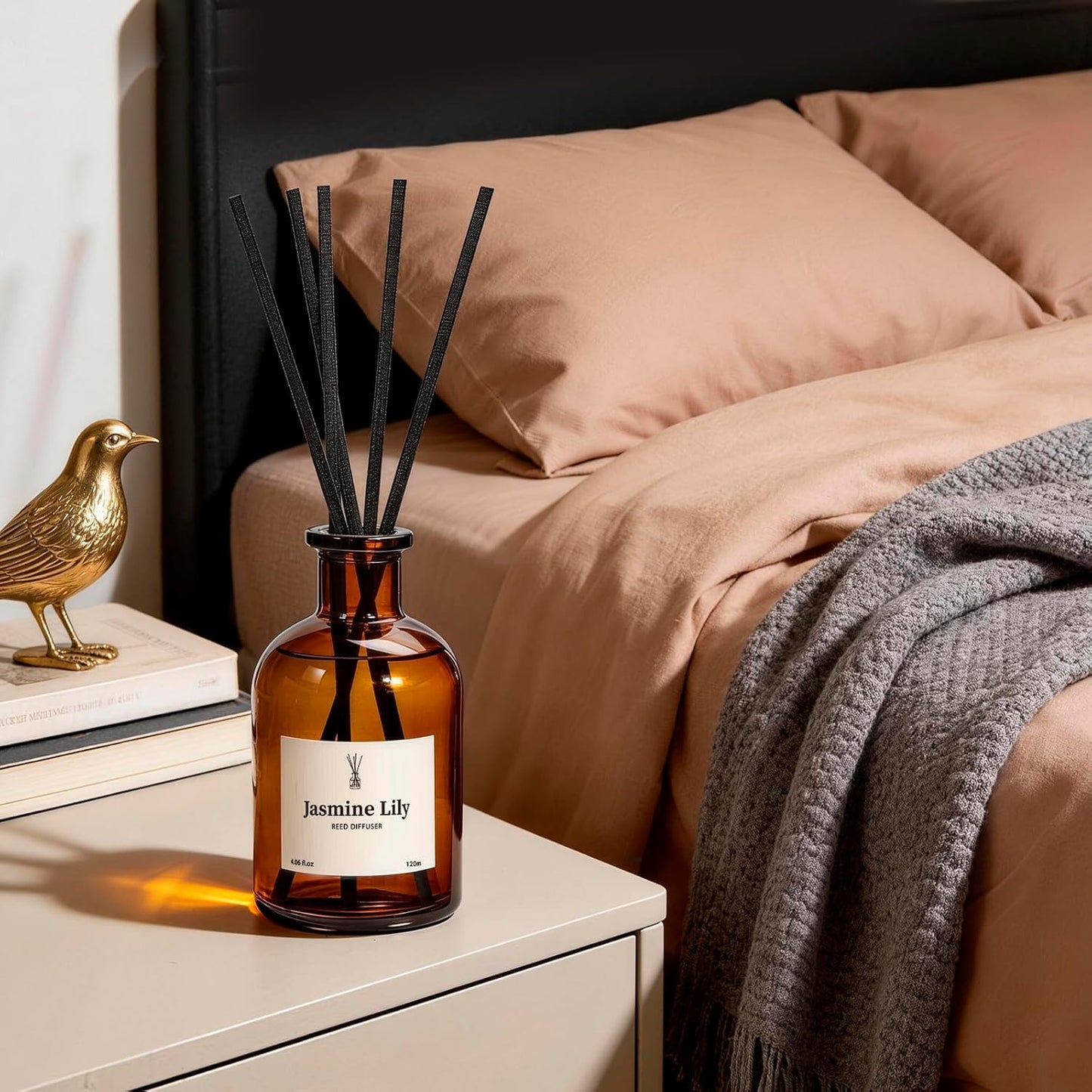Reed Diffuser Set, 8.12 fl.oz Citrus Scent Oil Diffuser with Sticks, Long-Lasting Home Fragrance Reed Diffuser for Bathroom Shelf Decor, Air Freshener Room Diffuser, 2 Pack