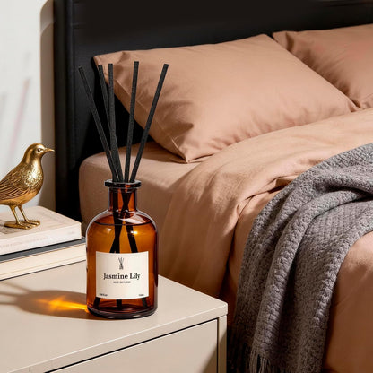 Reed Diffuser Set, 8.12 fl.oz Citrus Scent Oil Diffuser with Sticks, Long-Lasting Home Fragrance Reed Diffuser for Bathroom Shelf Decor, Air Freshener Room Diffuser, 2 Pack