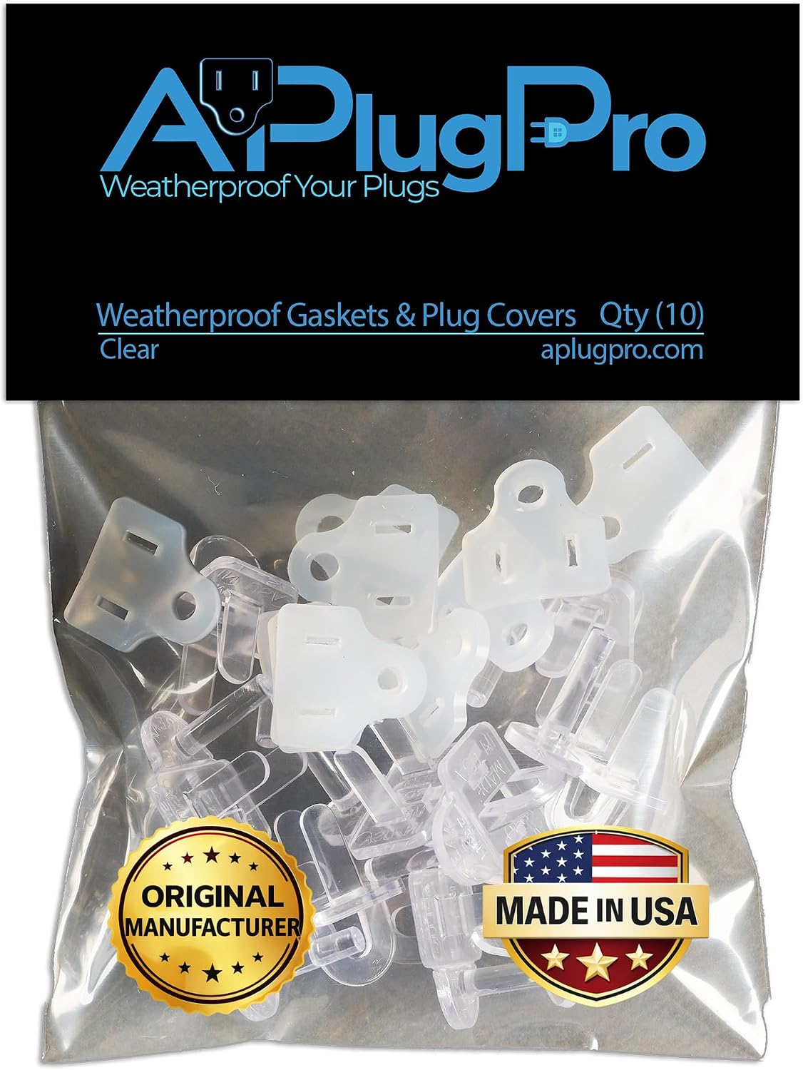(Set of 10, White0 The Original Weatherproof Gaskets & Plug Covers - Made in USA, Outdoor Waterproof GFCI Protectors, Christmas Light Installation, Extension Cords, Stop GFCIs from Tripping