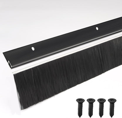 4-Pack Garage Door Brush Seal – Cepia Black Bottom Sweep – Roll-Up Door Stripping, 2.80" Wide x 39.3" Long, Aluminum Alloy Base, Ideal for Exterior Doors and Industrial Use (157.5 in / 400 cm)