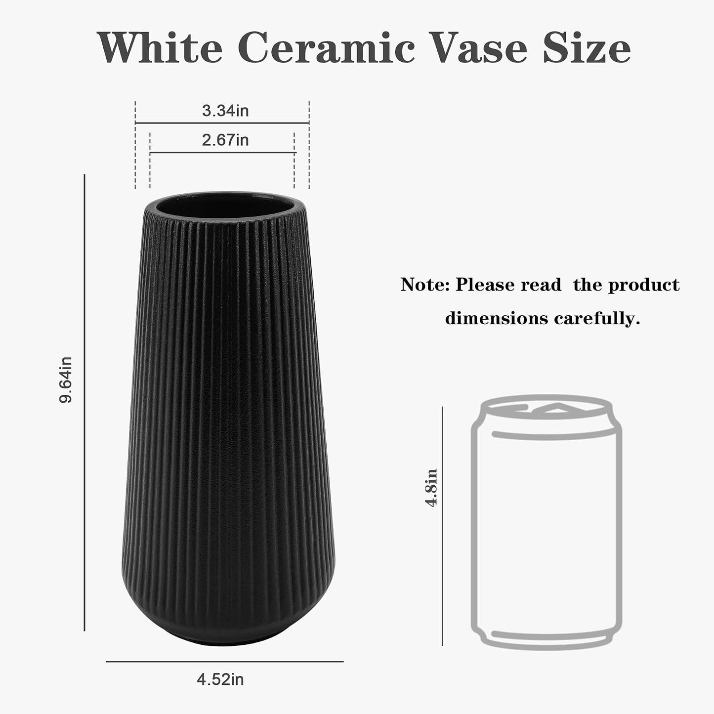 White Ceramic Vase, GUKJOB Small Cute Flower Vase for Pampas Grass, Home, Living Room, Dining Table, Farmhouse, Office Decor, Bedroom, Table, and Kitchen Shelf (White- 2PCS)