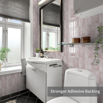 10 Sheet Peel and Stick Kitchen Backsplash Tiles(Pink,12"×12") | 3D Subway Rectangle Waterproof Self-Adhesive Wall Tile Stick on Backsplash for Kitchen,Bathroom and Fireplace