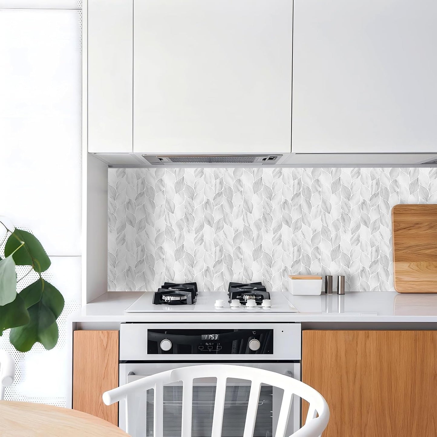 Tilingview 10 Pcs Vinyl Leaf Peel and Stick Tile for Kitchen Backsplash, Premium Self-Adhesive Tiles Plastic Wall Stickers Art Mosaics (Blue Gray)