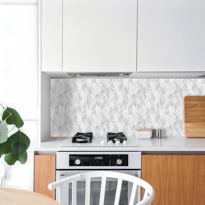 Tilingview 10 Pcs Vinyl Leaf Peel and Stick Tile for Kitchen Backsplash, Premium Self-Adhesive Tiles Plastic Wall Stickers Art Mosaics (Blue Gray)