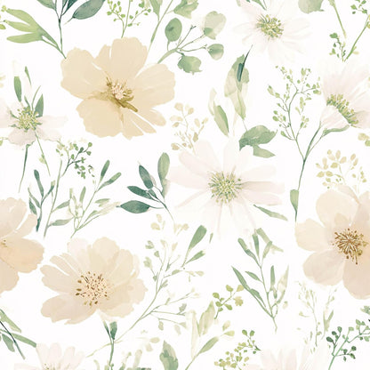 Sage Green Floral Peel and Stick Wallpaper Self Adhesive Removable Modern for Bedroom Accent Wall Renter Friendly Thick Watercolor Natural Flower Wallpaper 17.7" x 118"
