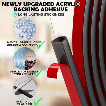20FT Weather Stripping Door Seal - Self Adhesive Weather Insulation Strip Weatherstripping Silicone D Shaped Seal Strip Door Frame Gap Filler/Window Soundproofing